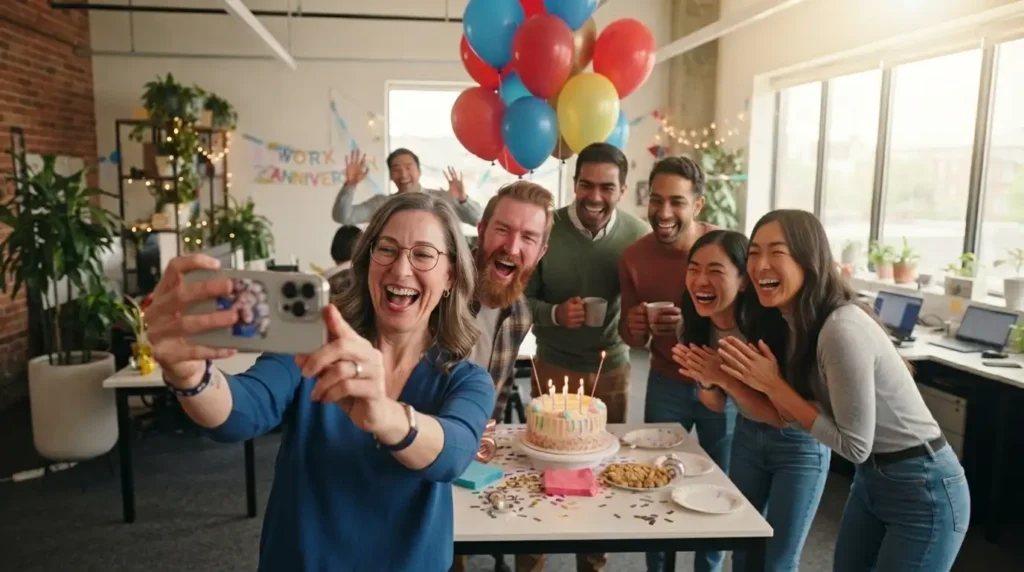 Funny Work Anniversary Captions for Social Media